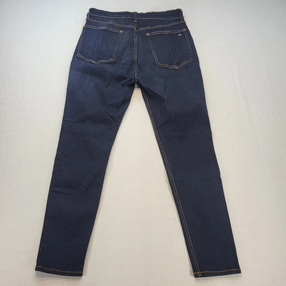 Rag & Bone Nina High-Rise Ankle Skinny Jeans Womens 30 Dark Blue Denim‎ Stretch